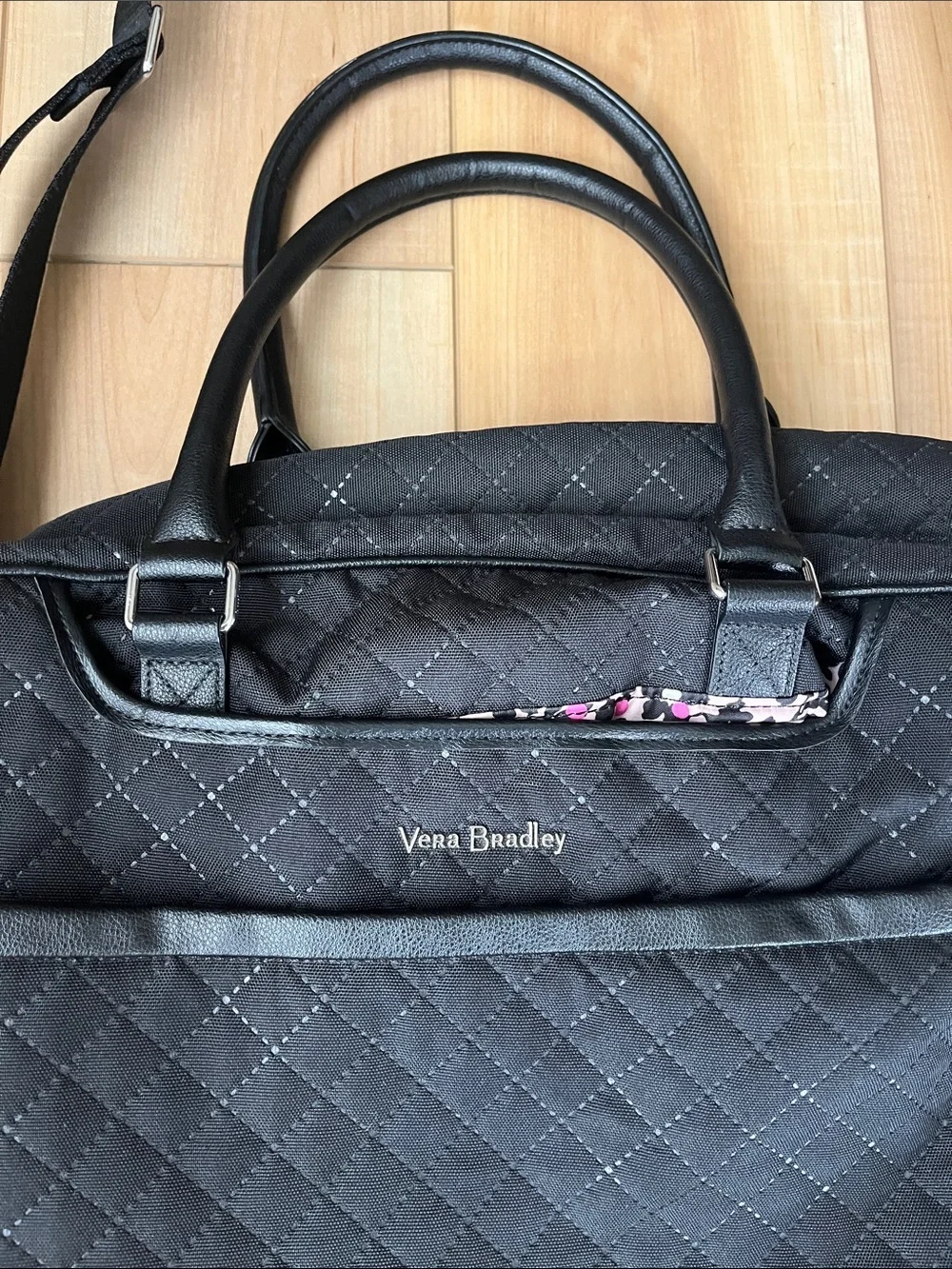Vera Bradley Black Quilted Duffel with Shoulder Strap